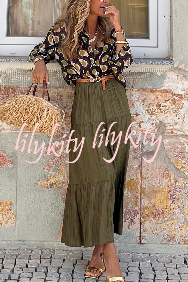 Unique Printed Lapel Button-down Loose Casual Shirt
