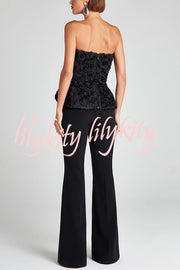 Downtown Dates High Rise Elastic Waist Stretch Flared Pants