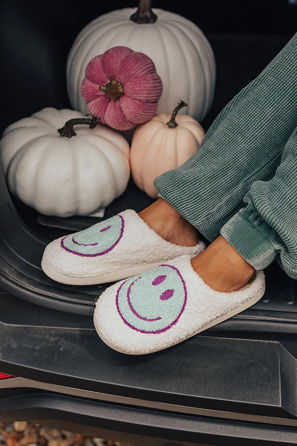 Smiley plush slippers