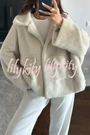 Fashion Lapel Long Sleeve Loose Furry Coat