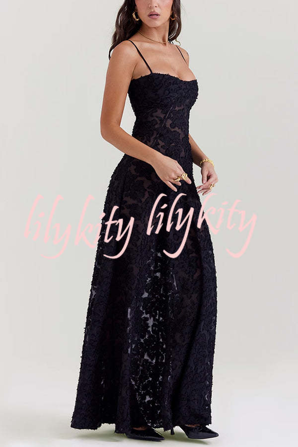 Fashion Sexy Suspenders See-through Holiday Slim Maxi Dress