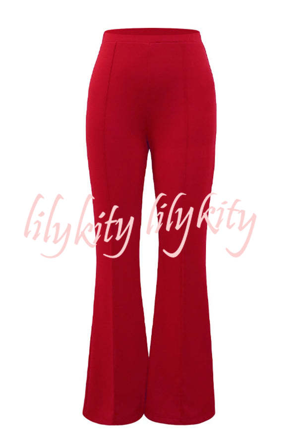 Downtown Dates High Rise Elastic Waist Stretch Flared Pants