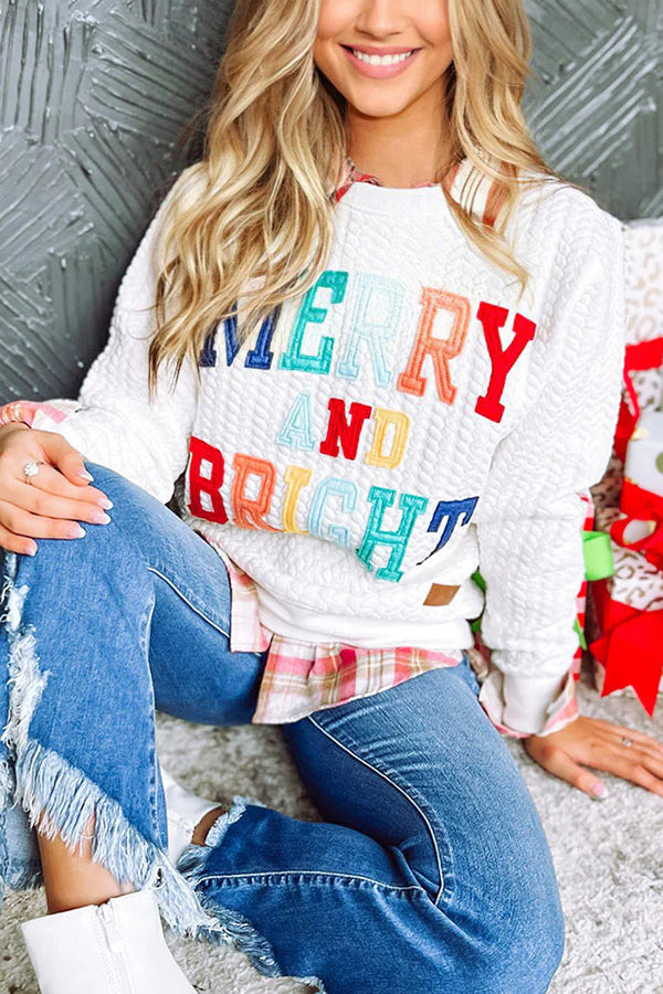 Christmas Letter Print Loose Casual Long-sleeved Sweatshirt