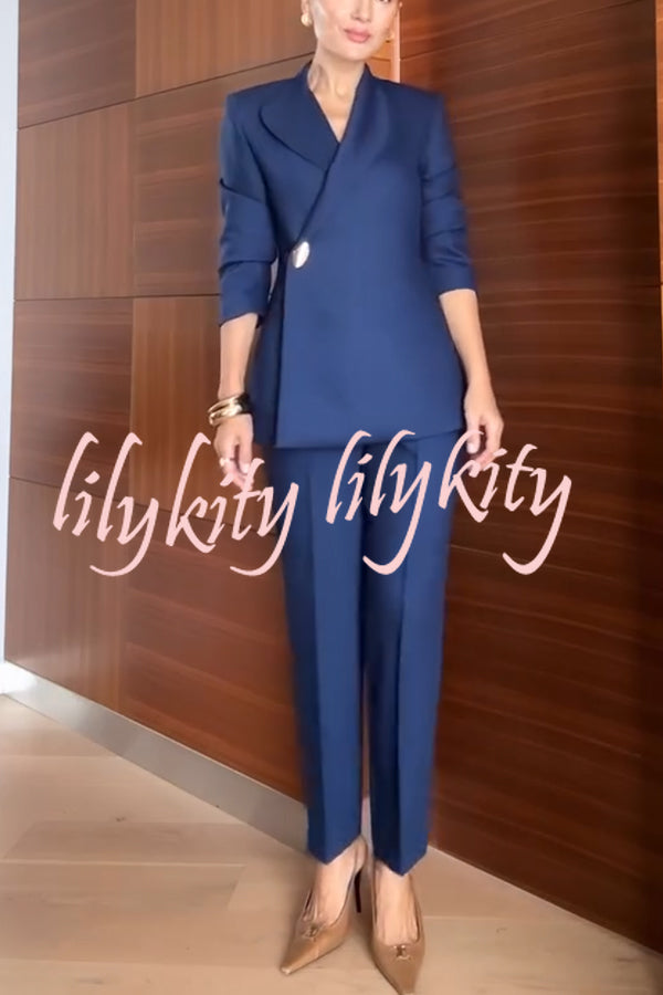 Exquisite and Fashionable High Waist Pocketed Straight Leg Pencil Pants