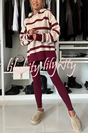 Fashion Loose Casual Hooded Long Sleeve Sweatshirt and Elastic Waist Leggings Set