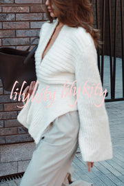 Retro V-neck Long-sleeved Sexy Hollow Loose Knitted Cardigan