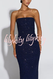 Pandra Glittery Crepe Fabric Off Shoulder Ruched Slit Cape Maxi Dress