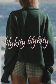 Fashionable Fish Pattern Round Neck Loose Knitted Sweater