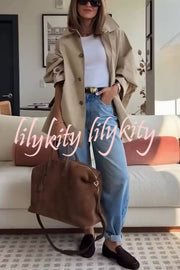 Timeless Fashion Button-breasted Wide Sleeve Pocket Twill A-line Jacket