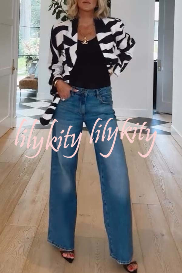Breath of Freedom Animal Print Button Up Long Sleeve Lapel Loose Blazer