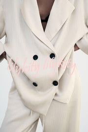 Fashionable Wrinkled Lapel Long-sleeved Loose Blazer