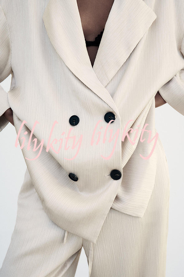 Fashionable Wrinkled Lapel Long-sleeved Loose Blazer