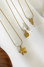 Simple Stainless Steel Conch Starfish Pearl Exquisite Mix and Match Necklace