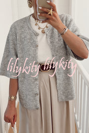 Solid Color Casual Buttoned Loose Knitted Cardigan