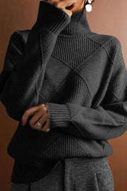 Solid Color Casual Turtleneck Loose Warm Knitted Sweater