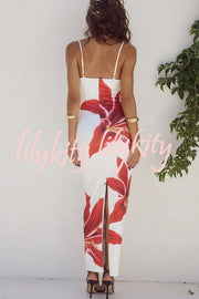 Definitely Memorable Abstract Floral Print Slip Stretch Maxi Dress