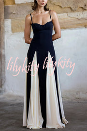 Timeless Elegance Panelled Tulle A-line Slip Maxi Dress