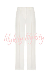 Crossover Slim Fit Sleeveless Vest and High Waisted Wide Leg Pants Set