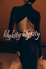 Sexy Backless Long-sleeved Stretch Slim-fit Maxi Dress