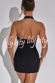 Sexy Halterneck Low-cut Backless Fitted Mini Dress