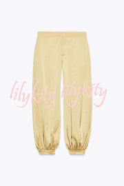 City Phantom Satin High Rise Pocket Aladdin Bloomers Pants