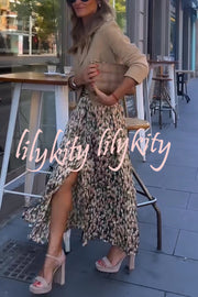 Unique Print High-Waisted Casual Slit Maxi Skirt