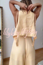 Full Sense of Design Linen Blend Slit Hem Wide Leg Jumpsuit