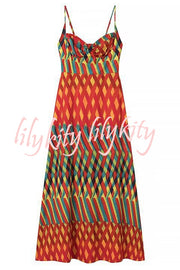 Jamila Unique Printed Sexy Backless High Rise Suspender Maxi Dress