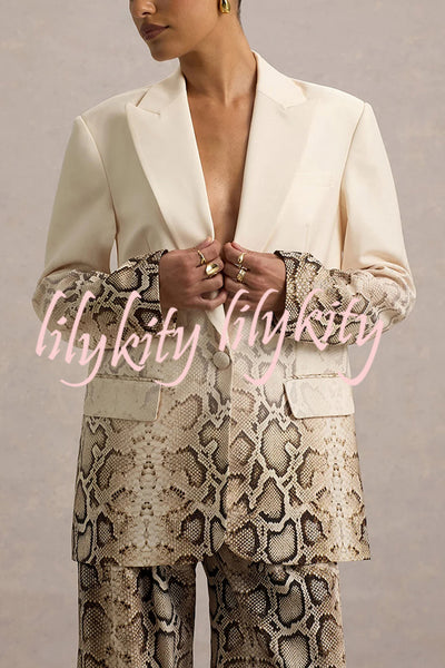 Hurley Ombre Snake Print Single Button Long Sleeve Lapel Loose Blazer