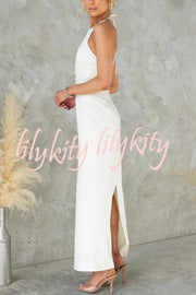 Sexy Backless Halter Neck Slim Waist Maxi Dress