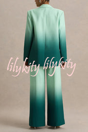 Enya Ombre Print Elastic Waist Pocketed Wide Leg Pants