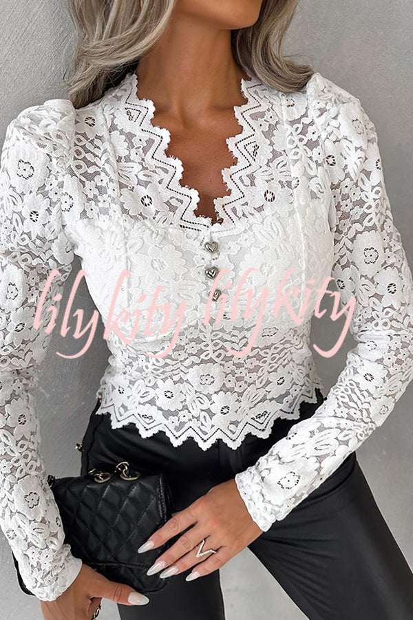 Solid Color Lace Sexy V-neck Bottoming Slim Fit Top