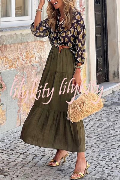 Solid Color Splicing Casual Vacation Maxi Skirt