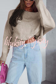 Solid Color Long-sleeved Round Neck Loose Knitted Sweater