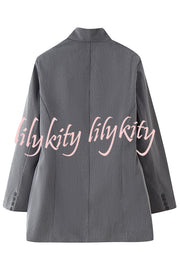 Solid Color Lapel Long Sleeve Casual Pocket Long Blazer