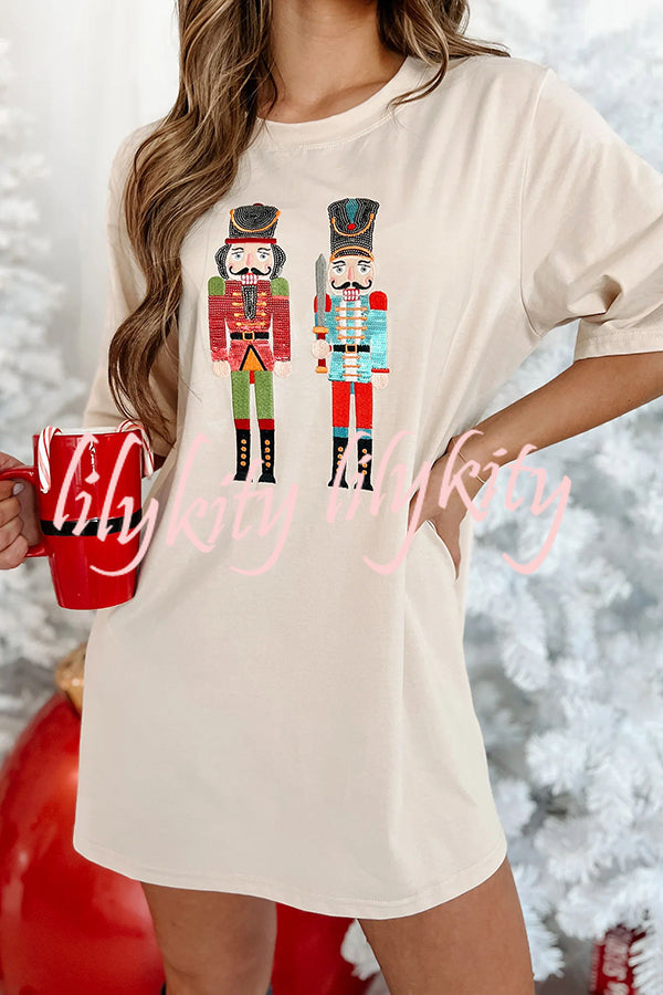 Nutcrackers for The Holidays Sequin Nutcracker T-shirt Mini Dress