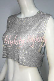 Sexy Metallic Rhinestone Backless Chain Vest