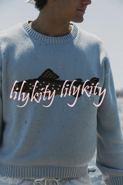 Fashionable Fish Pattern Round Neck Loose Knitted Sweater