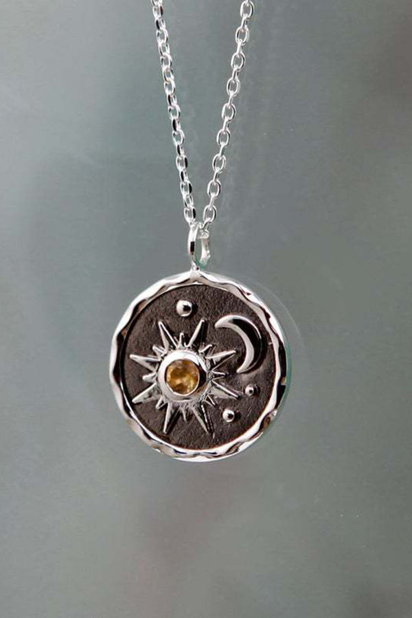 Vintage Sun Moon Exquisite Zircon Necklace