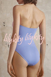 Color Block Patchwork Hollow Metal Decorative Stretch One-piece Swimsuit