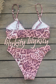 Leopard Print Sexy Stretch Two-piece Bikini Swimsuit