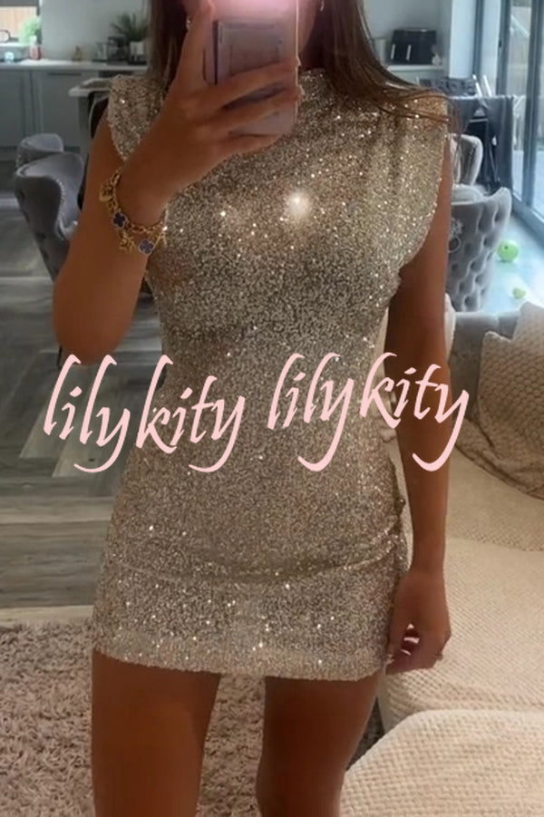 Adorable Sexy Vibes Sequin Wide Sleeve Mini Dress