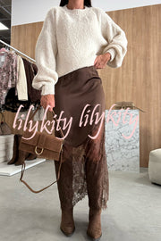 Antara Satin Lace Patchwork High Rise H-line Maxi Skirt