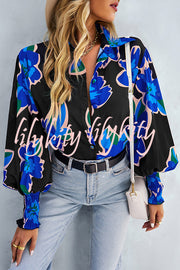 Contrast Unique Print Button Down Long Sleeved Shirt