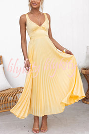 Tucson Sunset Pleated Back Elastic Umbrella Maxi Dress