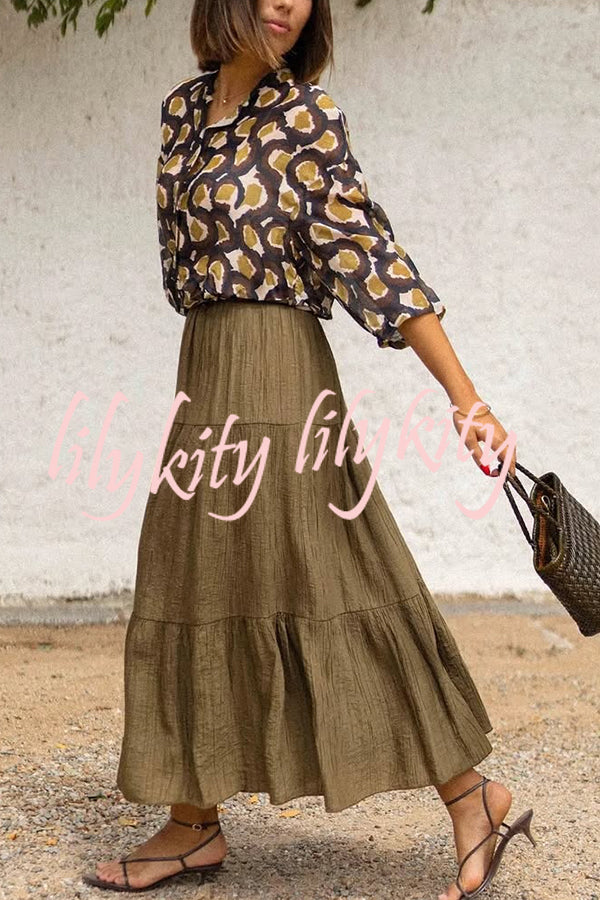 Solid Color Splicing Casual Vacation Maxi Skirt