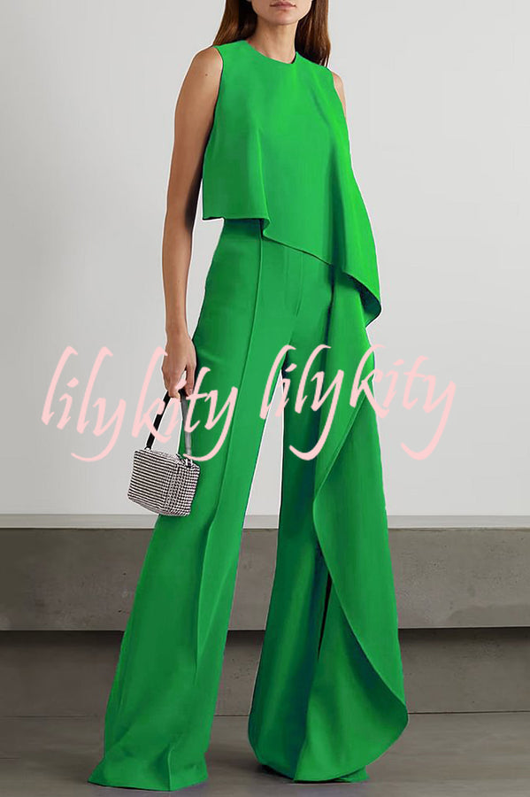 Amazing Views Irregular Hem Wide Leg Formal Party Jumpsuit