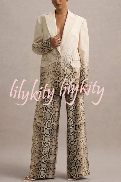 Hurley Ombre Snake Print Elastic Waist Pocketed Wide Leg Pants