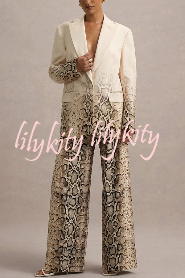 Hurley Ombre Snake Print Elastic Waist Pocketed Wide Leg Pants