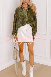 Solid Color Velvet Light-sensitive Drape Loose Shirt